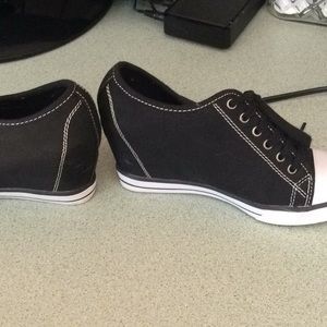 Black wedge style tennis shoe look